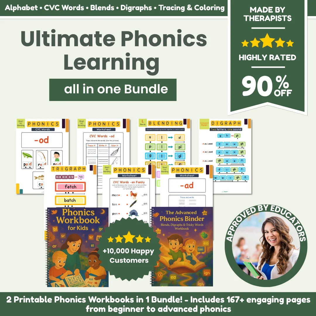 Phonics Workbook Bundle for Kids