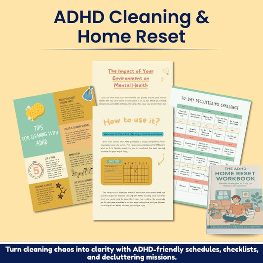ADHD cleaning and home reset workbook sample page