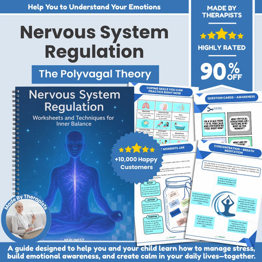 Cover of Nervous System Regulation Workbook featuring calming blue design and healing theme