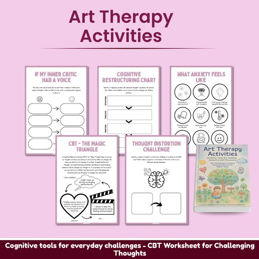 Grief support art therapy worksheets for children and teens