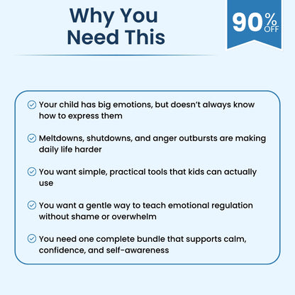4-in-1 emotional wellness workbook bundle for kids to understand feelings, calm their body, and build emotional confidence