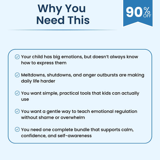 4-in-1 emotional wellness workbook bundle for kids to understand feelings, calm their body, and build emotional confidence