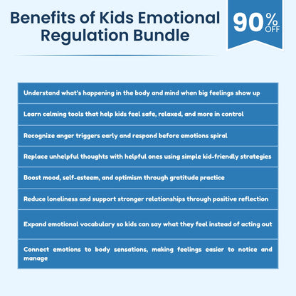 Printable calm down toolkit for children with anger management worksheets, feelings journal pages, gratitude activities, and nervous system exercises