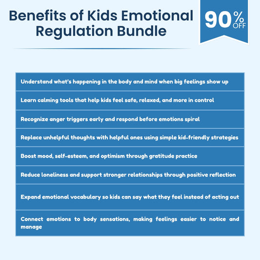 Printable calm down toolkit for children with anger management worksheets, feelings journal pages, gratitude activities, and nervous system exercises